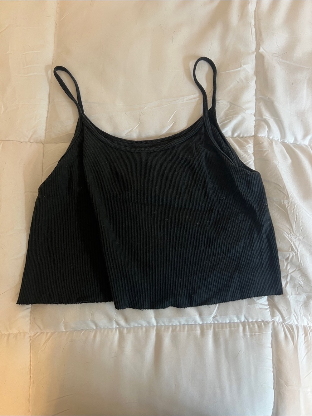 Brandy Melville Black Ribbed Crop Cami Top